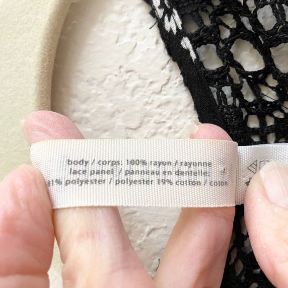 Aeropostale Black White Wrap Kimono Topper One Size Crochet Gauzy - Picture 7 of 11